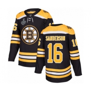 Men's Boston Bruins #16 Derek Sanderson Premier Black Home 2019 Stanley Cup Final Bound Hockey Jersey