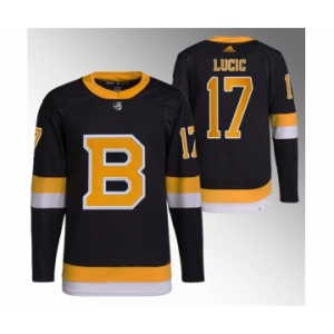 Men's Boston Bruins #17 Milan Lucic Black Home Breakaway Stitched Jersey