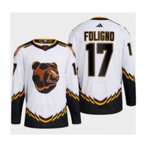 Men's Boston Bruins #17 Nick Foligno White 2022-23 Reverse Retro Stitched Jersey