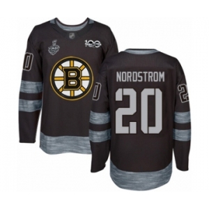 Men's Boston Bruins #20 Joakim Nordstrom Authentic Black 1917-2017 100th Anniversary 2019 Stanley Cup Final Bound Hockey Jersey