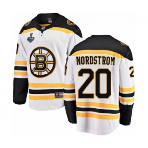 Men's Boston Bruins #20 Joakim Nordstrom Authentic White Away Fanatics Branded Breakaway 2019 Stanley Cup Final Bound Hockey Jersey