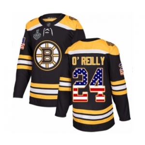 Men's Boston Bruins #24 Terry O'Reilly Authentic Black USA Flag Fashion 2019 Stanley Cup Final Bound Hockey Jersey