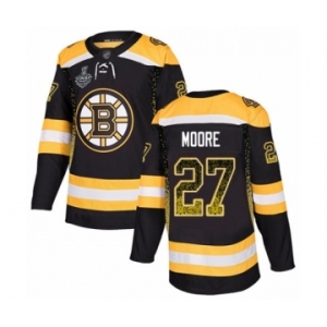 Men's Boston Bruins #27 John Moore Authentic Black Drift Fashion 2019 Stanley Cup Final Bound Hockey Jersey