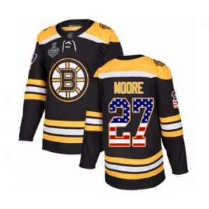 Men's Boston Bruins #27 John Moore Authentic Black USA Flag Fashion 2019 Stanley Cup Final Bound Hockey Jersey