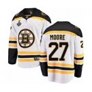 Men's Boston Bruins #27 John Moore Authentic White Away Fanatics Branded Breakaway 2019 Stanley Cup Final Bound Hockey Jersey