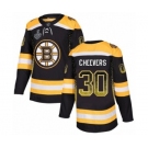 Men's Boston Bruins #30 Gerry Cheevers Authentic Black Drift Fashion 2019 Stanley Cup Final Bound Hockey Jersey