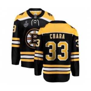 Men's Boston Bruins #33 Zdeno Chara Authentic Black Home Fanatics Branded Breakaway 2019 Stanley Cup Final Bound Hockey Jersey