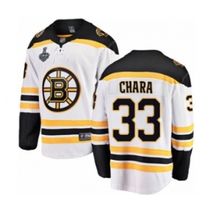 Men's Boston Bruins #33 Zdeno Chara Authentic White Away Fanatics Branded Breakaway 2019 Stanley Cup Final Bound Hockey Jersey