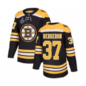 Men's Boston Bruins #37 Patrice Bergeron Premier Black Home 2019 Stanley Cup Final Bound Hockey Jersey