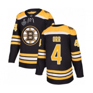 Men's Boston Bruins #4 Bobby Orr Authentic Black Home 2019 Stanley Cup Final Bound Hockey Jersey