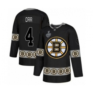 Men's Boston Bruins #4 Bobby Orr Authentic Black Team Logo Fashion 2019 Stanley Cup Final Bound Hockey Jersey