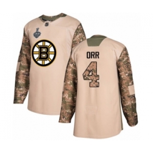 Men's Boston Bruins #4 Bobby Orr Authentic Camo Veterans Day Practice 2019 Stanley Cup Final Bound Hockey Jersey