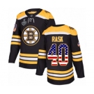 Men's Boston Bruins #40 Tuukka Rask Authentic Black USA Flag Fashion 2019 Stanley Cup Final Bound Hockey Jersey