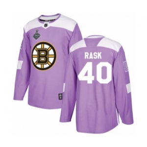 Men's Boston Bruins #40 Tuukka Rask Authentic Purple Fights Cancer Practice 2019 Stanley Cup Final Bound Hockey Jersey