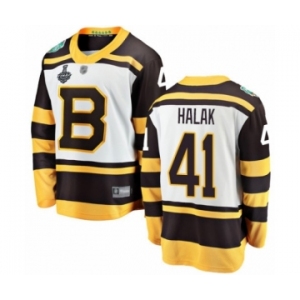 Men's Boston Bruins #41 Jaroslav Halak White Winter Classic Fanatics Branded Breakaway 2019 Stanley Cup Final Bound Hockey Jersey