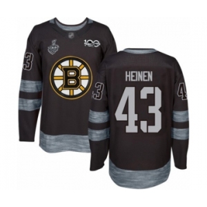 Men's Boston Bruins #43 Danton Heinen Authentic Black 1917-2017 100th Anniversary 2019 Stanley Cup Final Bound Hockey Jersey