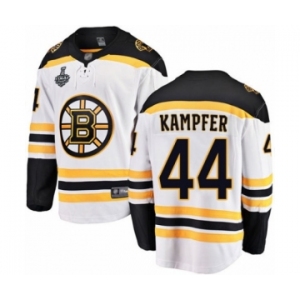 Men's Boston Bruins #44 Steven Kampfer Authentic White Away Fanatics Branded Breakaway 2019 Stanley Cup Final Bound Hockey Jersey