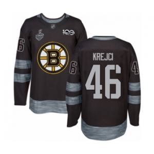 Men's Boston Bruins #46 David Krejci Authentic Black 1917-2017 100th Anniversary 2019 Stanley Cup Final Bound Hockey Jersey