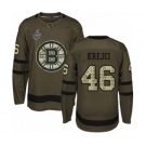 Men's Boston Bruins #46 David Krejci Authentic Green Salute to Service 2019 Stanley Cup Final Bound Hockey Jersey