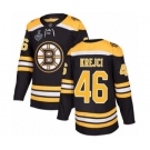 Men's Boston Bruins #46 David Krejci Premier Black Home 2019 Stanley Cup Final Bound Hockey Jersey