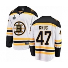 Men's Boston Bruins #47 Torey Krug Authentic White Away Fanatics Branded Breakaway 2019 Stanley Cup Final Bound Hockey Jersey