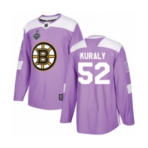 Men's Boston Bruins #52 Sean Kuraly Authentic Purple Fights Cancer Practice 2019 Stanley Cup Final Bound Hockey Jersey