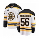 Men's Boston Bruins #56 Axel Andersson Authentic White Away Fanatics Branded Breakaway 2019 Stanley Cup Final Bound Hockey Jersey