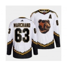 Men's Boston Bruins #63 Brad Marchand 2022 White Reverse Retro Stitched Jersey