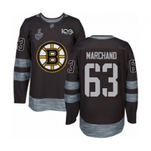 Men's Boston Bruins #63 Brad Marchand Authentic Black 1917-2017 100th Anniversary 2019 Stanley Cup Final Bound Hockey Jersey