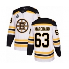 Men's Boston Bruins #63 Brad Marchand Authentic White Away 2019 Stanley Cup Final Bound Hockey Jersey