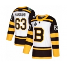 Men's Boston Bruins #63 Brad Marchand Authentic White Winter Classic 2019 Stanley Cup Final Bound Hockey Jersey