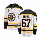 Men's Boston Bruins #67 Jakub Zboril Authentic White Away Fanatics Branded Breakaway 2019 Stanley Cup Final Bound Hockey Jersey