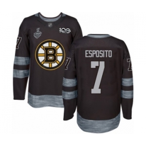 Men's Boston Bruins #7 Phil Esposito Authentic Black 1917-2017 100th Anniversary 2019 Stanley Cup Final Bound Hockey Jersey