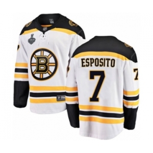 Men's Boston Bruins #7 Phil Esposito Authentic White Away Fanatics Branded Breakaway 2019 Stanley Cup Final Bound Hockey Jersey