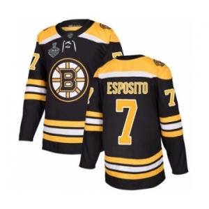 Men's Boston Bruins #7 Phil Esposito Premier Black Home 2019 Stanley Cup Final Bound Hockey Jersey