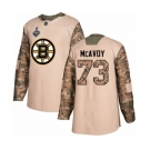 Men's Boston Bruins #73 Charlie McAvoy Authentic Camo Veterans Day Practice 2019 Stanley Cup Final Bound Hockey Jersey