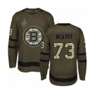 Men's Boston Bruins #73 Charlie McAvoy Authentic Green Salute to Service 2019 Stanley Cup Final Bound Hockey Jersey