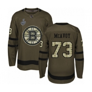 Men's Boston Bruins #73 Charlie McAvoy Authentic Green Salute to Service 2019 Stanley Cup Final Bound Hockey Jersey