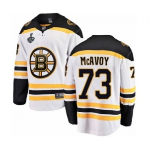 Men's Boston Bruins #73 Charlie McAvoy Authentic White Away Fanatics Branded Breakaway 2019 Stanley Cup Final Bound Hockey Jersey