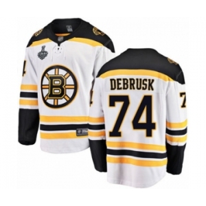 Men's Boston Bruins #74 Jake DeBrusk Authentic White Away Fanatics Branded Breakaway 2019 Stanley Cup Final Bound Hockey Jersey