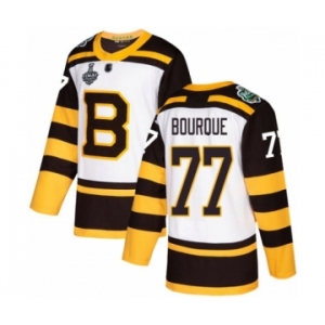 Men's Boston Bruins #77 Ray Bourque Authentic White Winter Classic 2019 Stanley Cup Final Bound Hockey Jersey