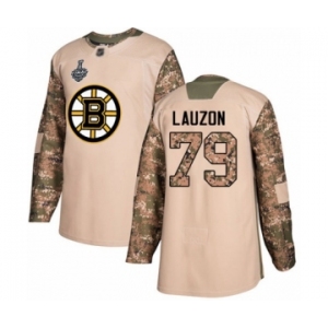 Men's Boston Bruins #79 Jeremy Lauzon Authentic Camo Veterans Day Practice 2019 Stanley Cup Final Bound Hockey Jersey