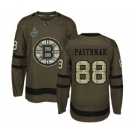 Men's Boston Bruins #88 David Pastrnak Authentic Green Salute to Service 2019 Stanley Cup Final Bound Hockey Jersey