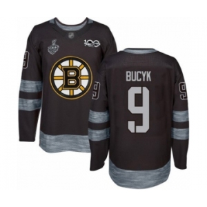 Men's Boston Bruins #9 Johnny Bucyk Authentic Black 1917-2017 100th Anniversary 2019 Stanley Cup Final Bound Hockey Jersey