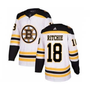 Men's Bruins #18 Brett Ritchie White Road Authentic Stitched Hockey Jersey