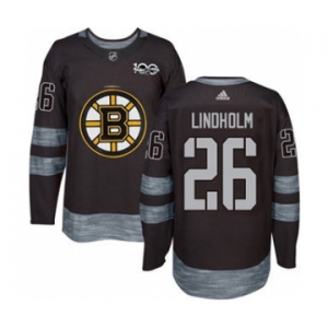 Men's Bruins #26 Par Lindholm Black 1917-2017 100th Anniversary Stitched Hockey Jersey