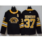 Men's Bruins #37 Patrice Bergeron Black Authentic 3D Throwback Stitched Hockey Jersey