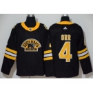 Men's Bruins #4 Bobby Orr Black Authentic 3D Throwback Stitched Hockey Jersey