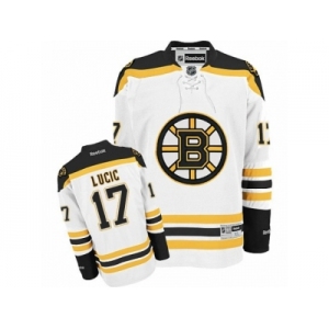 Men's Reebok Boston Bruins #17 Milan Lucic Authentic White Away NHL Jersey