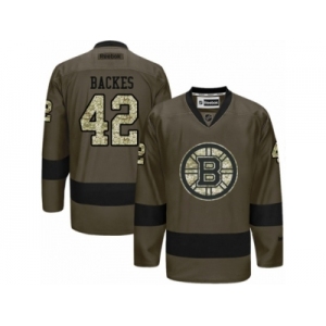 Men's Reebok Boston Bruins #42 David Backes Authentic Green Salute to Service NHL Jersey